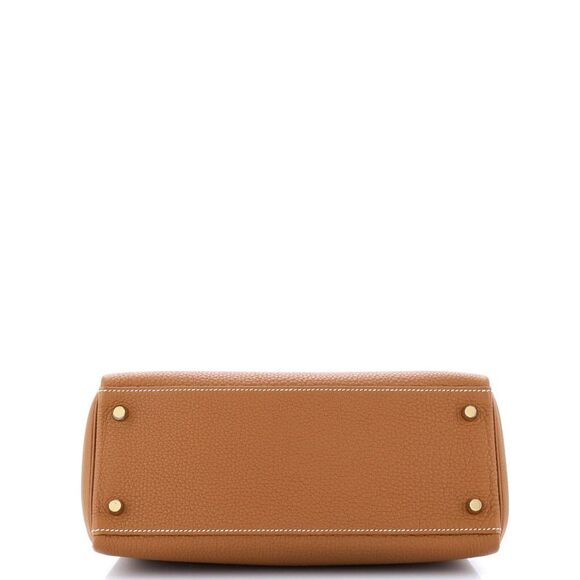 Hermes Kelly Handbag Gold Togo with Gold Hardware 28 Brown - Picture 5 of 13
